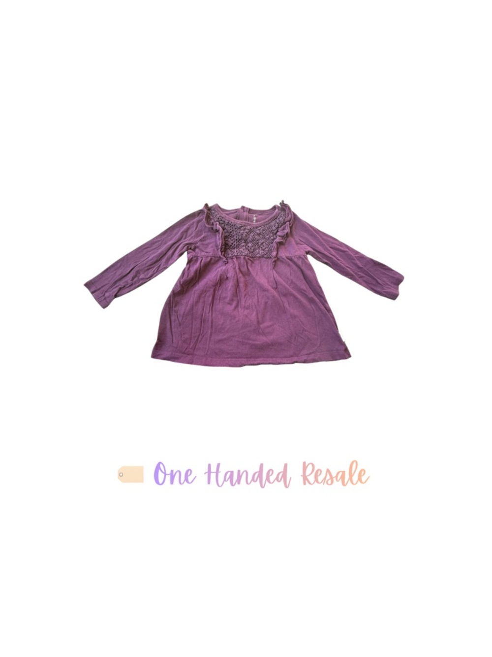 💜 Burt’s Bees Girls Purple Ruffle Front Deep Purple Kids Long Sleeve Top 18M